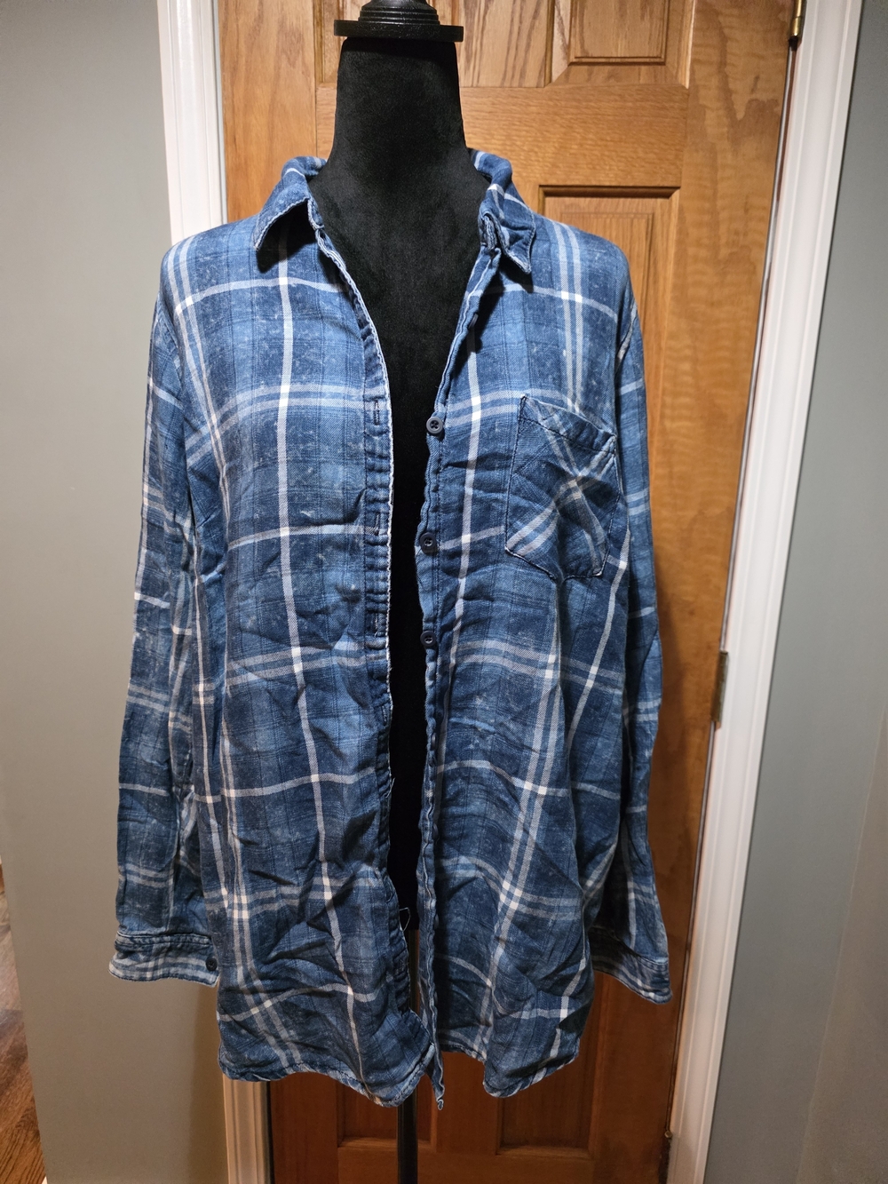 Maurices Blue Plaid Button-Front Plaid Shirt As Seen On Big Brother